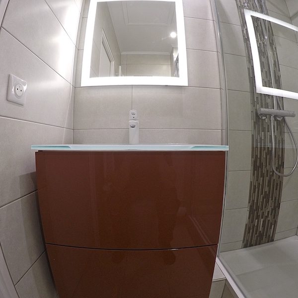Meuble sous vasque BURGBAD 60cm de largeur, 2 tiroirs à poussoir