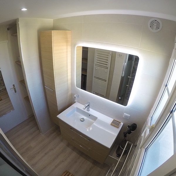 Meuble vasque de 90cm de largeur + 2 tiroirs et vasque en céramique